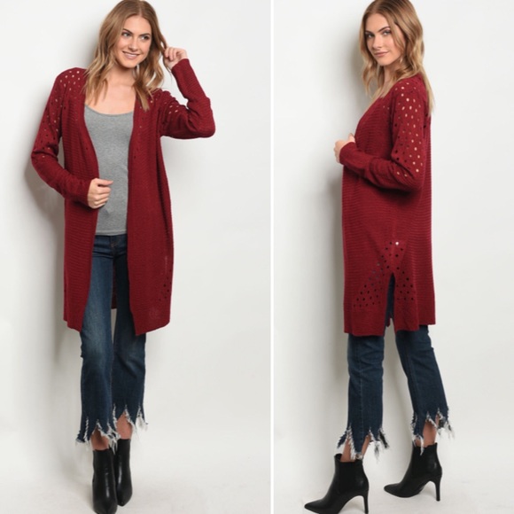 Last 1! M Sassy Burgundy Lightweight Cardigan - Picture 4 of 4